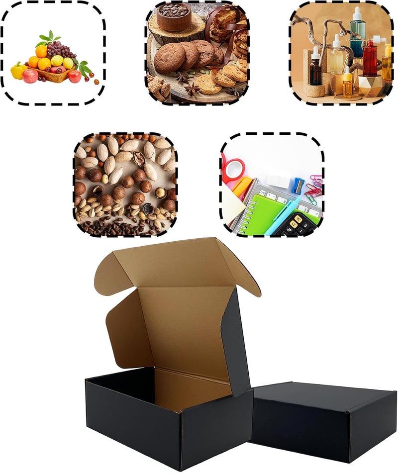 Livejun 24 Pack 8x6x3 inch Black Shipping Boxes ，Cardboard Packaging Boxes for Mailing Shipping Corrugated Cardboard Boxes for Packaging Small Business Craft Flat Shipping Boxes Empty Gifts Giving Products - Image 2